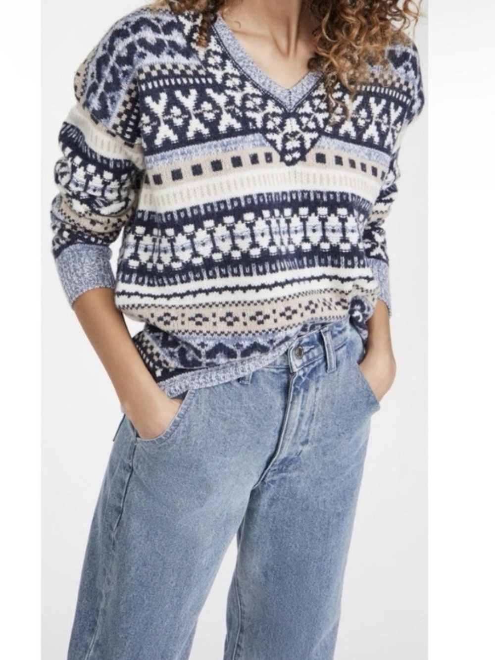 Madewell forest fair isle V neck sweater